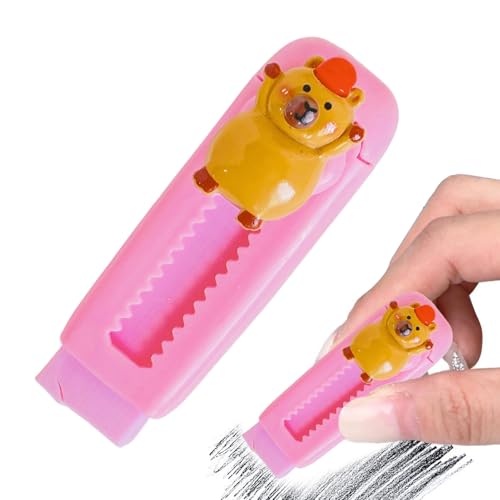 Capybara Retractable Radiergummi - Sliding Capybara -Erase, niedlicher Radiergummi -Schieber Retactable | Push Pull Retractable, Retraktierbarer Gummi für Schüle von Nexusectar