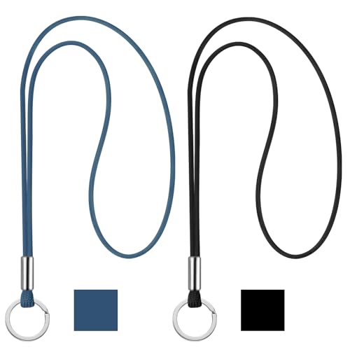 2 Stück Schlüsselband Lang Lanyard Schlüsselanhänger Umhängeband Lanyard Schlüsselband Schlüsselkette Band mit Ring für Schlüssel Ausweis Handy Kamera Lanyard (Schwarz und Blau) von Nezyo