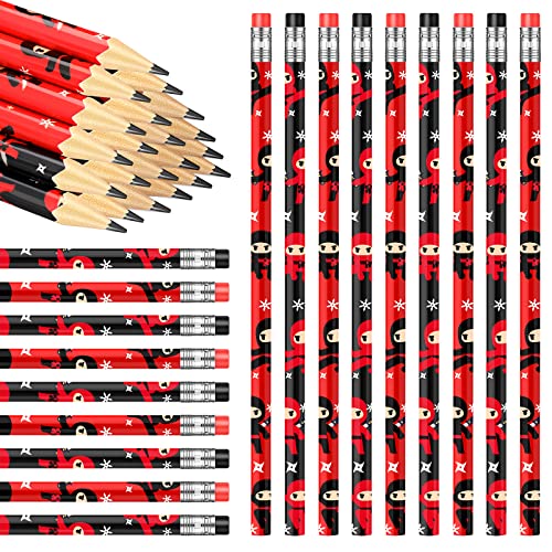 24 Stück Bleistifte Kinder Ninja Bleistift mit Radiergummi Bleistifte Set Kinder Mitgebsel Schreiblernbleistift Schule HB Holz Schreibstifte für Prüfungen Schule Büro Zeichen Werkzeuge von Nezyo