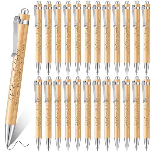 Nezyo 24 Abschiedsgeschenk Kugelschreiber für Kollegen Holz Motivation Stifte mit Spruch Dankeschön Geschenk für Kollegen Lehrer Mitarbeiter, Schule Büro (Arbeit Ist Wie Ein Banküberfall) von Nezyo
