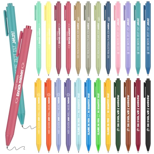 Nezyo 24 Stück Motivierende Stifte Set Dankeschön Kugelschreiber Team Glücksstift Druckkugelschreiber mit Spruch Prüfung Glücksbringer Kuli Inspirierende Geschenke für Lehrer Kollegen Erzieher von Nezyo
