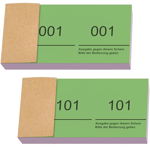 Nezyo Doppelnummern Blöck 1-200 Tombola Lose mit Zahlen Nummernblöcke Zahlenblöcke 10cm X 5cm Raffle Tickets für Garderobe Verlosung Events Messen Eintrittskarten und Leckereien(Grün) von Nezyo