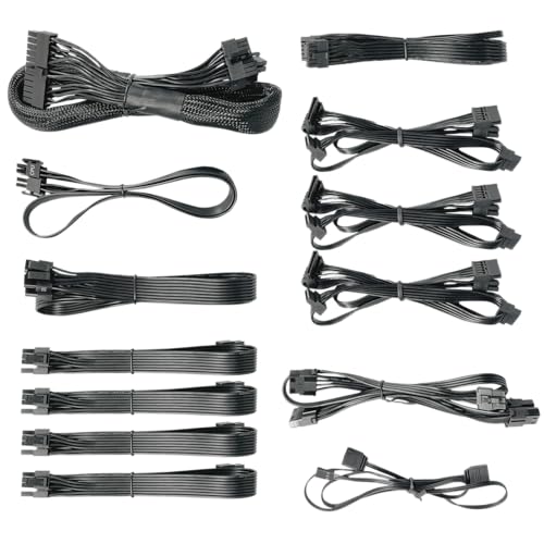 Nfortec Sagitta PSU-Kabel-Set, 1000 W, Kabelmanagement, modulare Stromversorgung, zertifizierte Erweiterung, 24-polige ATX-Anschlüsse, SATA PCI-E (6 + 2 Pin), EPS (8-polig), RGB-Kabel von Nfortec
