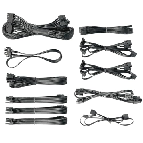 Nfortec Sagitta PSU-Kabel-Set, 850 W, Kabelmanagement, modulare Stromversorgung, zertifizierte Erweiterung, 24-polige ATX-Anschlüsse, SATA PCI-E (6 + 2 Pin), EPS (8-polig), RGB-Kabel von Nfortec