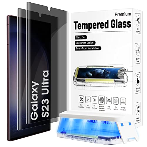2 Stück Sichtschutz Schutzfolie für Samsung Galaxy S23 Ultra Anti Spy Panzer Schutz Glas Privacy Displayschutz 3D Edged 9H Glas Fingerabdruck-ID Unterstützen Folie von Ni-SHEN