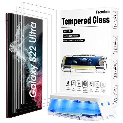 [3 Stück] Galaxy S22 Ultra Schutzfolie 3D edged 9H Glas Schutzfolien,Fingerabdruck-ID Unterstützen,S Pen Glatt HD Schutzglas Displayschutz-Folie für Samsung S22 Ultra 6.8'' von Ni-SHEN