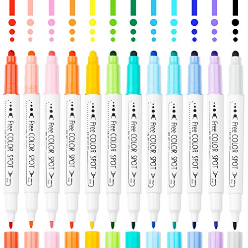 NiArt 12 Farben Acrylstifte für Steine Wasserfest ，Dual Tip Acrylfarben Stifte Steine Bemalen Set ，Acrylic Paint Lackstift Für Steine, Holz, Glas und DIY-Projekte, Doppelseitig, 0,5-3 mm von NiArt