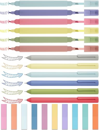 NiArt Aesthetic Bible Note-Taking Set, 6 Textmarker Pastell & Gelstifte, 200 Haftnotizen, Kein Durchbluten Bibel Marker, Perfekt für Schule, Journaling, Bibel Zubehör & Back to School von NiArt