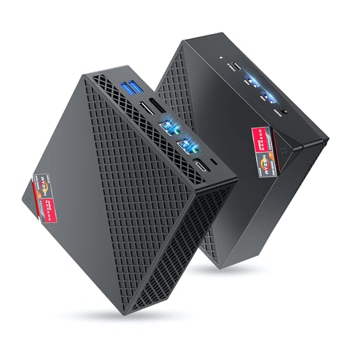 NiPoGi AM06 PRO Mini PC АMD Ryzen 7 5700U(8C/16T, bis zu 4,3 GHz), 32GB(2*16GB) DDR4 512GB M.2 SSD Mini Desktop Computer WiFi 6, RJ45 Dual LAN, 4K Triple Display Micro-PC mit VESA für Schule/Büro/HTPC von NiPoGi