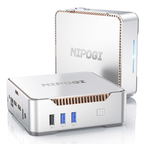 NiPoGi GK3 Plus Mini PC 16GB RAM 512GB M.2 SSD, Ιntel Alder Lake-N95(bis zu 3,4 GHz) Mini Desktop Computer W 11, 4K UHD Triple Display Mini Tower PC mit VESA, 2X HDMI, Micro PC für Büro/Heim/Geschäft von NiPoGi