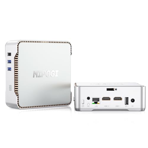 NiPoGi Mini PC W11, Intel Celeron N5105(bis zu 2,9 GHz) Mini Desktop Computer, 12GB RAM 256 GB M.2 SSD Business Mini PC, 4K UHD, 2X HDMI+ VGA, WiFi 5, Gigablit Ethernet für Business/Büro/HTPC. von NiPoGi