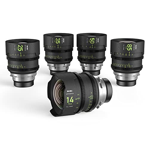 NiSi Athena Prime Cine Objektiv Set für PL-Mount (14mm T2.4, 25mm T1.9, 35mm T1.9, 50mm T1.9, 85mm T1.9, 4x5,65" Black Mist 1/8, 4x5,65" Polarisationsfilter, Hartschalenkoffer) von NiSi