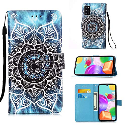 NiaCoCo Schutzhülle für Samsung Galaxy A41, 3D-Bild, Schutzhülle aus PU-Leder, Brieftasche, Kartenschlitz, Magnetverschluss, Klappständer + Displayschutzfolie 1 Stück (Mandala) von NiaCoCo