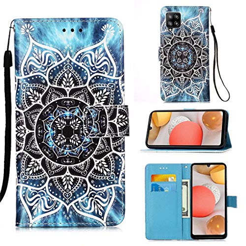 NiaCoCo Schutzhülle für Samsung Galaxy A42 5G Schutzhülle mit 3D-Bild, PU-Leder, Brieftasche, Kartenschlitz, Magnetverschluss, Klappständer + Displayschutzfolie 1 Stück (Mandala) von NiaCoCo