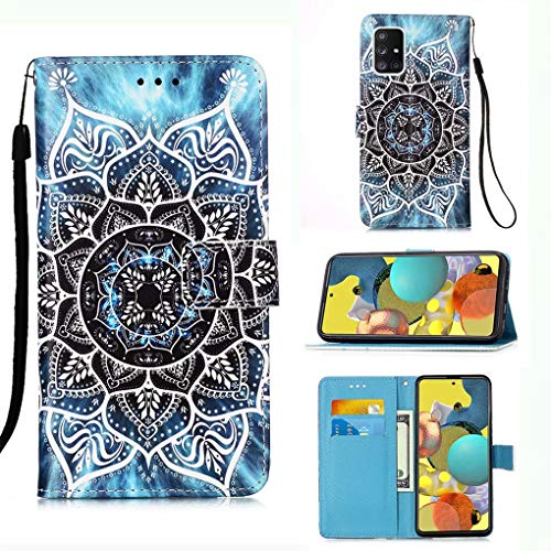 NiaCoCo Schutzhülle für Samsung Galaxy A51 5G, 3D-Bildschirm, Schutzhülle aus PU-Leder, Brieftasche, Kartenschlitz, Magnetverschluss, Standfunktion, inkl. Displayschutzfolie (Mandala) von NiaCoCo