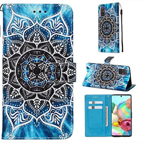 NiaCoCo Schutzhülle für Samsung Galaxy A71 4G, 3D-Bild, Schutzhülle aus PU-Leder, Brieftasche, Kartenschlitz, Magnetverschluss, Standfunktion, inkl. Displayschutzfolie (Mandala) von NiaCoCo