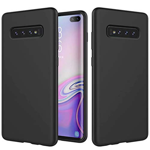 NiaCoCo Schutzhülle für Samsung Galaxy S10+/S10 Plus, Silikon, flüssig, Kratzfest, inkl. 1 Displayschutzfolie, Schwarz von NiaCoCo