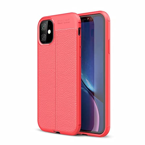 NiaCoCo Schutzhülle kompatibel mit iPhone 11, Hautstruktur, Schutzhülle für Telefon, TPU, weich, dünn, Anti-Fingerabdruck, Erdbebenschutz, 1 x Schutzhülle + 1 x (kostenlose Handyhalterung), Rot von NiaCoCo