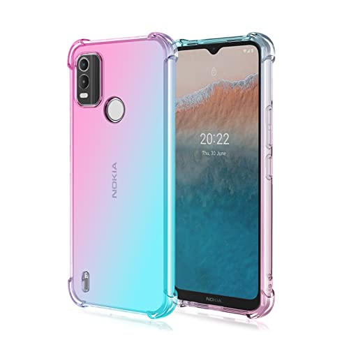 Niaoszhex Hülle für Nokia C21 Plus, TPU-Silikonhülle, Anti-Fall-Softshell, Vier-Ecken-Airbag,Anti-Drop staubdicht Stoßfest Hülle (Rosa grün) von Niaoszhex