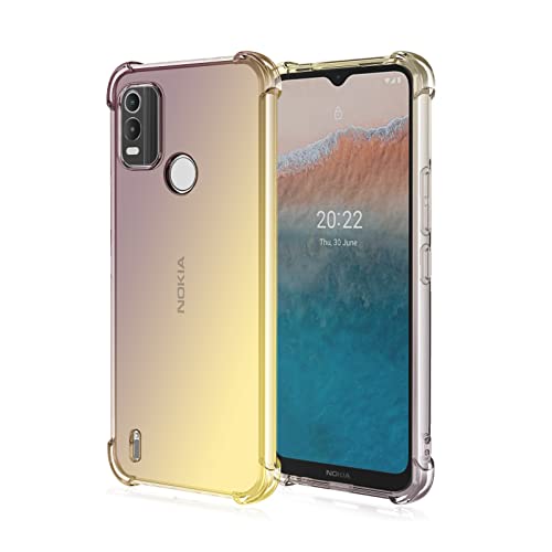 Niaoszhex Hülle für Nokia C21 Plus, TPU-Silikonhülle, Anti-Fall-Softshell, Vier-Ecken-Airbag,Anti-Drop staubdicht Stoßfest Hülle (schwarzes Gold) von Niaoszhex