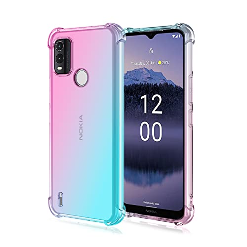 Niaoszhex Hülle für Nokia G11 Plus, TPU-Silikonhülle, Anti-Fall-Softshell, Vier-Ecken-Airbag,Anti-Drop staubdicht Stoßfest Hülle (Rosa grün) von Niaoszhex