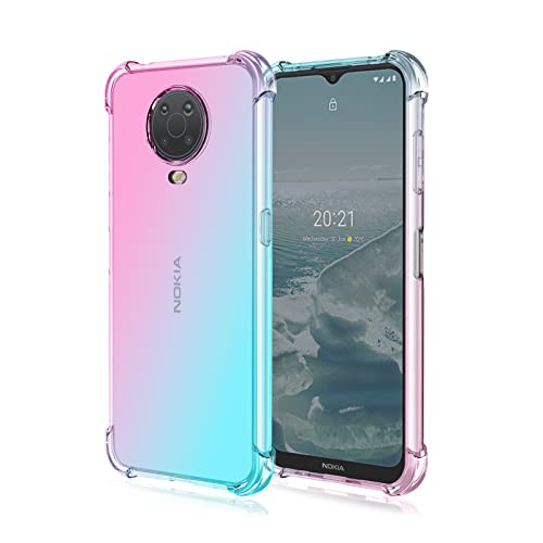 Niaoszhex Hülle für Nokia G20, TPU-Silikonhülle, Anti-Fall-Softshell, Vier-Ecken-Airbag,Anti-Drop staubdicht Stoßfest Hülle (Rosa grün) von Niaoszhex