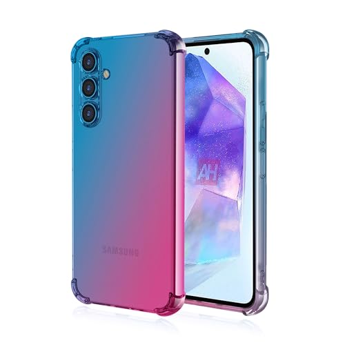 Niaoszhex Hülle für Samsung Galaxy A55, TPU-Silikonhülle, Anti-Fall-Softshell, Vier-Ecken-Airbag,Anti-Drop staubdicht Stoßfest Hülle (Blau Rosa) von Niaoszhex