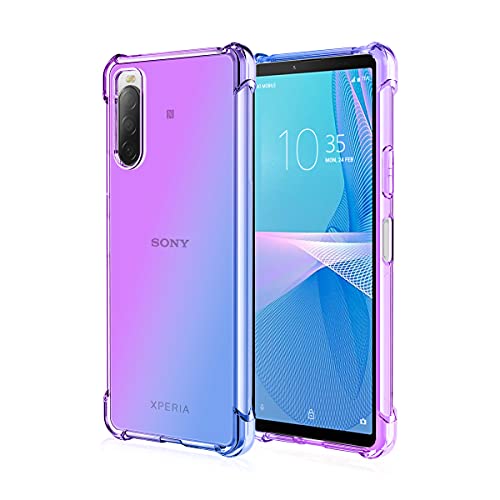 Niaoszhex Hülle für Sony Xperia 10 IV, TPU-Silikonhülle, Anti-Fall-Softshell, Vier-Ecken-Airbag,Anti-Drop staubdicht Stoßfest Hülle (Lila blau) von Niaoszhex