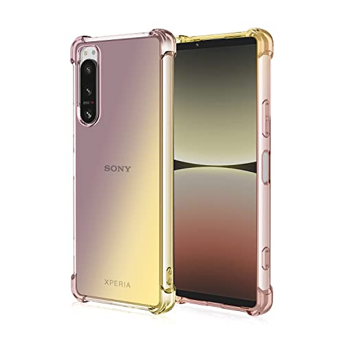 Niaoszhex Hülle für Sony Xperia 5 IV, TPU-Silikonhülle, Anti-Fall-Softshell, Vier-Ecken-Airbag,Anti-Drop staubdicht Stoßfest Hülle (schwarzes Gold) von Niaoszhex