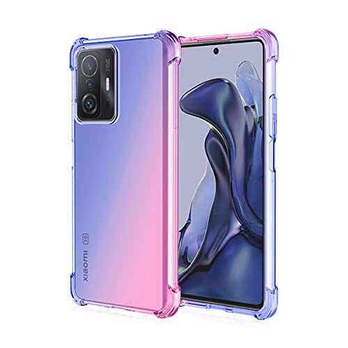 Niaoszhex Hülle für Xiaomi Mi 11T/11T Pro, TPU-Silikonhülle, Anti-Fall-Softshell, Vier-Ecken-Airbag,Anti-Drop staubdicht Stoßfest Hülle (Blau Rosa) von Niaoszhex
