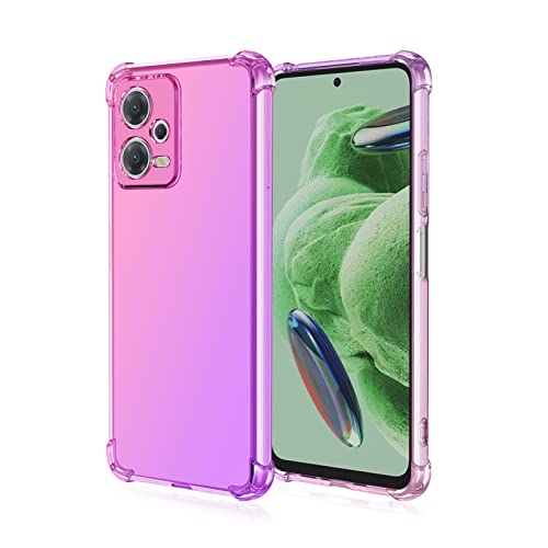 Niaoszhex Hülle für Xiaomi Redmi Note 12 5G/Xiaomi Poco X5, TPU-Silikonhülle, Anti-Fall-Softshell, Vier-Ecken-Airbag,Anti-Drop staubdicht Stoßfest Hülle (Rosa Lila) von Niaoszhex