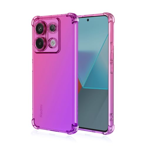 Niaoszhex Hülle für Xiaomi Redmi Note 13 Pro 5G, TPU-Silikonhülle, Anti-Fall-Softshell, Vier-Ecken-Airbag,Anti-Drop staubdicht Stoßfest Hülle (Rosa Lila) von Niaoszhex