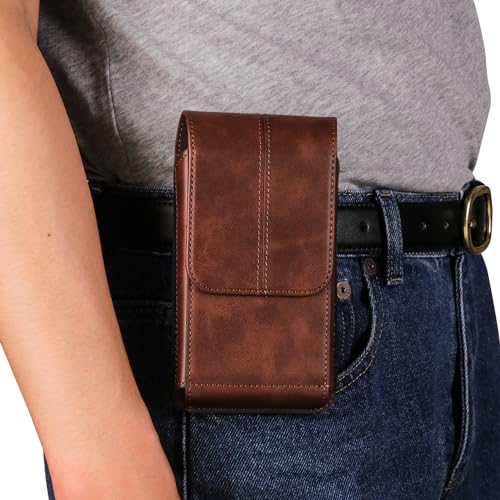 Niaoszhex Universal Handytasche mit Gürtelclip Ledertasche, Wandertasche für: iPhone 14/15/16/17/18 Plus/Pro/Max/XR/XS, Samsung S23/S24/S25 Plus/Ultra/A53/A54/A55/A5 (7,2" braun 6629) von Niaoszhex