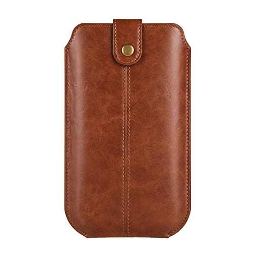 Niaoszhex Universelle Handyhülle,Ledertasche mit Gürtelclip,vertikale Gürteltasche für:iPhone 13/14/15/16/17/Plus/Pro/Max/XR/XS,Samsung S22/S23/S24/Plus/Ultra/A53/A54 (7,2" Braun 6686) von Niaoszhex