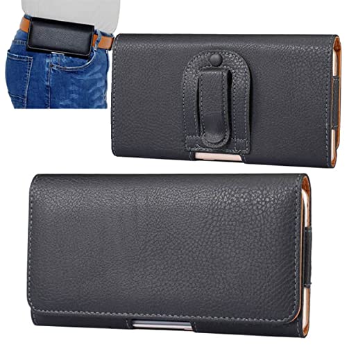 Universelle Handyhülle, Handy Bag, Ledertasche mit Gürtelclip, horizontale Gürteltasche für: iPhone 13/14/15/16/Plus/Pro/Max, Samsung S23/S24/S25/Lite/Plus/Ultra/A53/A54 (6,9" Schwarz 9217) von Niaoszhex