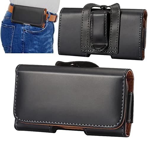 Universelle Handyhülle, Handy Bag, Ledertasche mit Gürtelclip, horizontale Gürteltasche für: iPhone 13/14/15/16/Plus/Pro/Max, Samsung S23/S24/S25/Lite/Plus/Ultra/A53/A54 (6,9" Schwarz 9218) von Niaoszhex