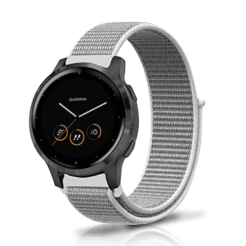 Niboow 18mm Armband für Huawei Watch GT 4 41mm/Garmin Venu 3S/Venu 2S, Nylon Solo Loop Klettverschluss Ersatzband Armbänder für Garmin Vivoactive 4S 40mm/Vivomove 3S 39mm/Forerunner 255S Music-Weiß von Niboow