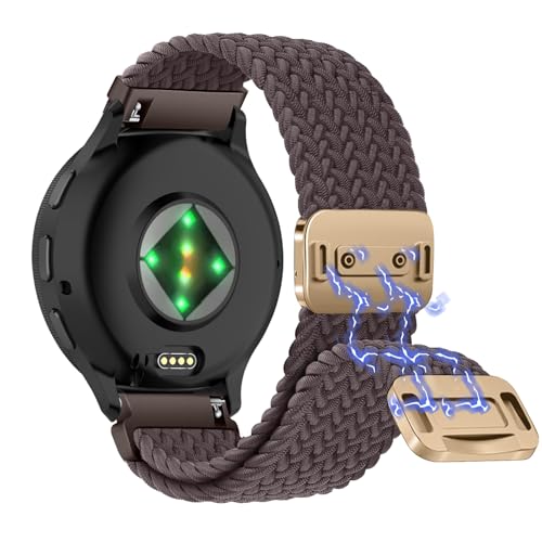 Niboow 18mm Nylon Armband für Garmin Venu 3S 41mm/Forerunner 265S/Forerunner 255S, Geflochtenes Magnetisch Ersatzarmbänder für Garmin Forerunner 255S Music/Vivoactive 4S (40 mm) - Rauch Lila von Niboow