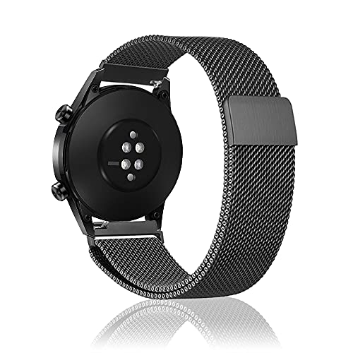 Niboow 20mm Armband Kompatibel mit Huawei Watch GT 3 Pro 43mm/Watch GT 3 42mm/Watch GT 2 42mm/Watch 2, Edelstahl Einstellbar Magnetversch Uhrenarmband für Honor Magic Watch 2 42mm - Schwarz von Niboow