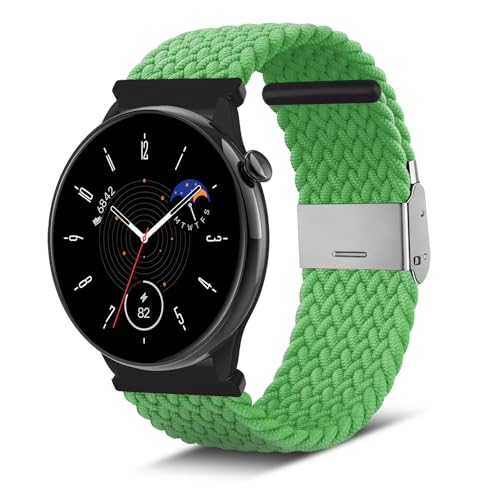 Niboow 20mm Armband für Amazfit GTR Mini/GTS 4/GTS 4 Mini/GTS 2 Mini/GTS 3/GTS 2/GTS 2e, Geflochtenes Nylon Ersatzband Armband für Amazfit Bip 3 Pro/Bip 3/Bip S/Bip U Pro/Bip S Lite - Hellgrün von Niboow