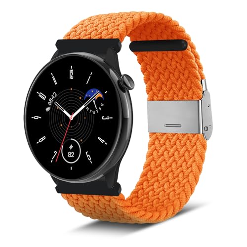 Niboow 20mm Armband für Amazfit GTR Mini/GTS 4/GTS 4 Mini/GTS 2 Mini/GTS 3/GTS 2/GTS 2e, Geflochtenes Nylon Ersatzband Armband für Amazfit Bip 3 Pro/Bip 3/Bip S/Bip U Pro/Bip S Lite - orange von Niboow