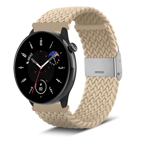 Niboow 20mm Armband für Amazfit GTR Mini/GTS 4/GTS 4 Mini/GTS 2 Mini/GTS 3/GTS 2/GTS 2e, Geflochtenes Uhrenarmbänder Ersatzband für Amazfit Bip 3 Pro/Bip 3/Bip S/Bip U Pro (Beige) von Niboow