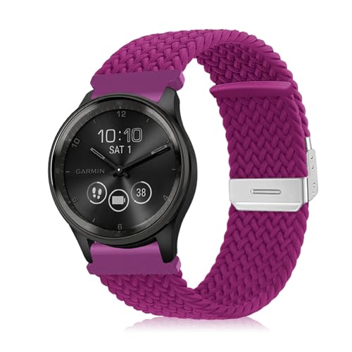 Niboow 20mm Armband für Garmin Venu Sq 2/Venu Sq 2 Music/Venu Sq/Venu Sq Music/Venu 2 Plus/Venu, Nylon Weben Ersatzarmband Armbänder für Garmin Vivoactive 5/Vivoactive 3/Forerunner 245-Schwarz-2 von Niboow