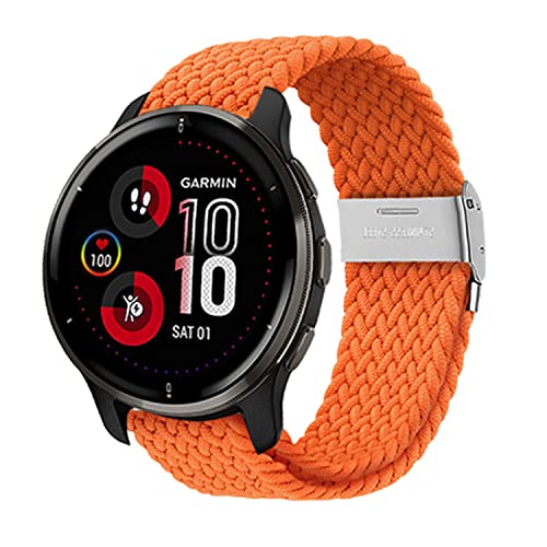 Niboow 20mm Armband für Garmin Venu Sq 2/Venu Sq 2 Music/Venu Sq/Venu Sq Music/Venu 2 Plus/Venu, Nylon Weben Ersatzarmband Armbänder für Garmin Vivoactive 5/Vivoactive 3/Forerunner 245-orange von Niboow