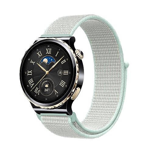 Niboow 20mm Armband für Huawei Watch GT 3 Pro 43mm/Watch GT 3 42mm/Watch GT 2 42mm/Watch 2, Nylon Geflochtenes Solo Loop Sport Armband für Honor Magic Watch 2 42mm/Amazfit GTR Mini-HellblauGrün von Niboow