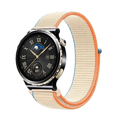 Niboow 20mm Armband für Huawei Watch GT 3 Pro 43mm/Watch GT 3 42mm/Watch GT 2 42mm/Watch 2, Nylon Geflochtenes Solo Loop Sport Armband für Honor Magic Watch 2 42mm/Amazfit GTR Mini-Milchweiß von Niboow