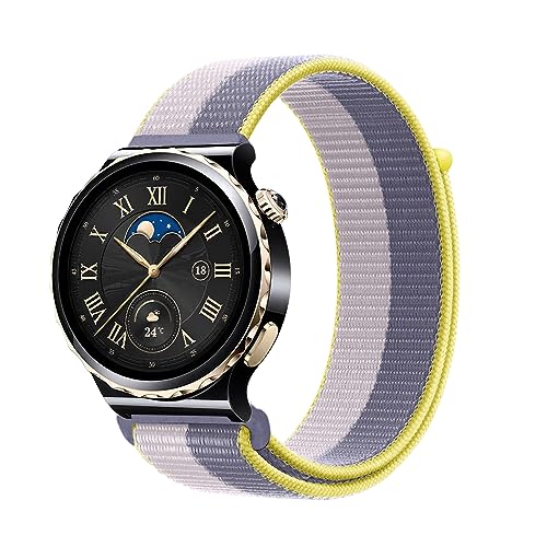 Niboow 20mm Armband für Huawei Watch GT 3 Pro 43mm/Watch GT 3 42mm/Watch GT 2 42mm/Watch 2, Nylon Geflochtenes Solo Loop Sport Armband für Honor Magic Watch 2 42mm/Amazfit GTR Mini-Weiß/Blau von Niboow