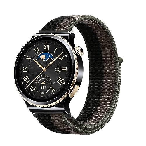 Niboow 20mm Armband für Huawei Watch GT 3 Pro 43mm/Watch GT 3 42mm/Watch GT 2 42mm/Watch 2/Watch 2 Pro, Nylon Geflochtenes Solo Loop Sport Armband für Amazfit GTR Mini-Grau Schwarz von Niboow