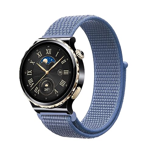 Niboow 20mm Armband für Huawei Watch GT 3 Pro 43mm/Watch GT 3 42mm/Watch GT 2 42mm/Watch 2/Watch 2 Pro, Nylon Geflochtenes Solo Loop Sport Armband für Honor Magic Watch 2 42mm/Amazfit GTR Mini-Blau von Niboow