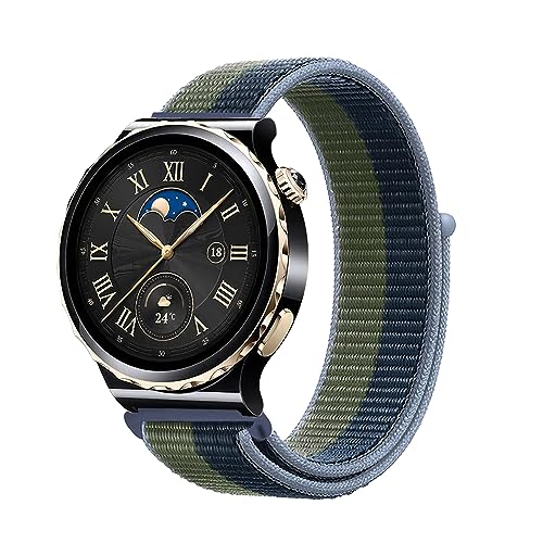 Niboow 20mm Armband für Huawei Watch GT 3 Pro 43mm/Watch GT 3 42mm/Watch GT 2 42mm/Watch 2 Pro, Nylon Geflochtenes Solo Loop Sport Armband für Honor Magic Watch 2 42mm/Amazfit GTR Mini - Blau Grün von Niboow